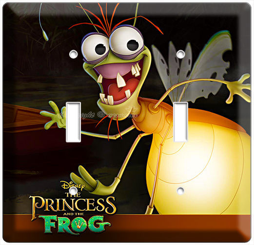 RAY FIREFLY PRINCESS AND FROG DISNEY DOUBLE LIGHT SWITCH COVER WALL PLATE BLUE