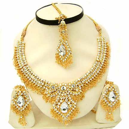 Indian Bridal Jewelry Wedding Necklace Set Diamond Stones NP-76 ...