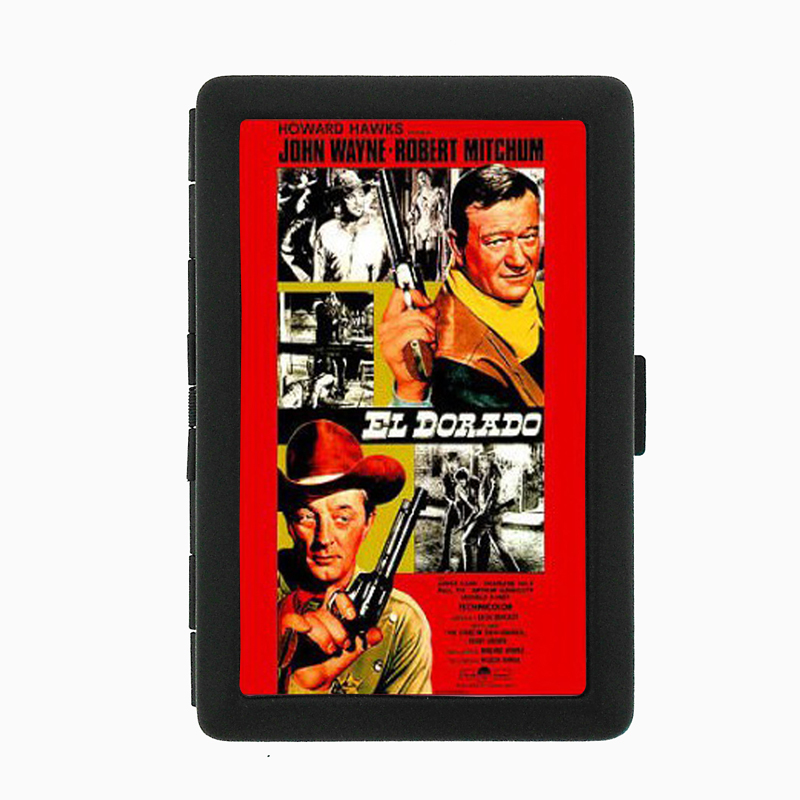 John Wayne Robert Mitchum Black Cigarette Case 292 - Tobacciana