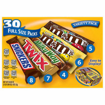 30 Mars Variety Pack Snickers M&amp;M Chocolate Peanuts Twix MilkyWay Snicke... - $32.91