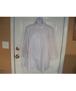 Lands&#39; End Wrinkle-Free Broadcloth 3/4 Sleeves White Striped Shirt Size ... - $24.08