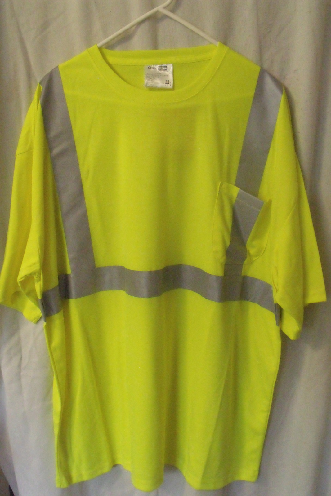 Mens NWT Corner Stone Safety Yellow T Shirt Reflective Stripes Size 3XL