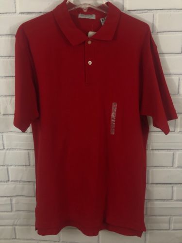 NEW Orvis Men's Large Polo Shirt 100% Cotton Short Sleeve with Fish Logo Red