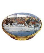 Ashley Enamel Collection Horse Carriage Winter Scene - $54.00