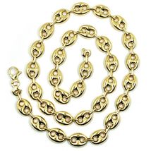 18K YELLOW GOLD MARINER CHAIN BIG OVALS 12 MM, 24 INCHES ANCHOR ROUNDED NECKLACE image 3