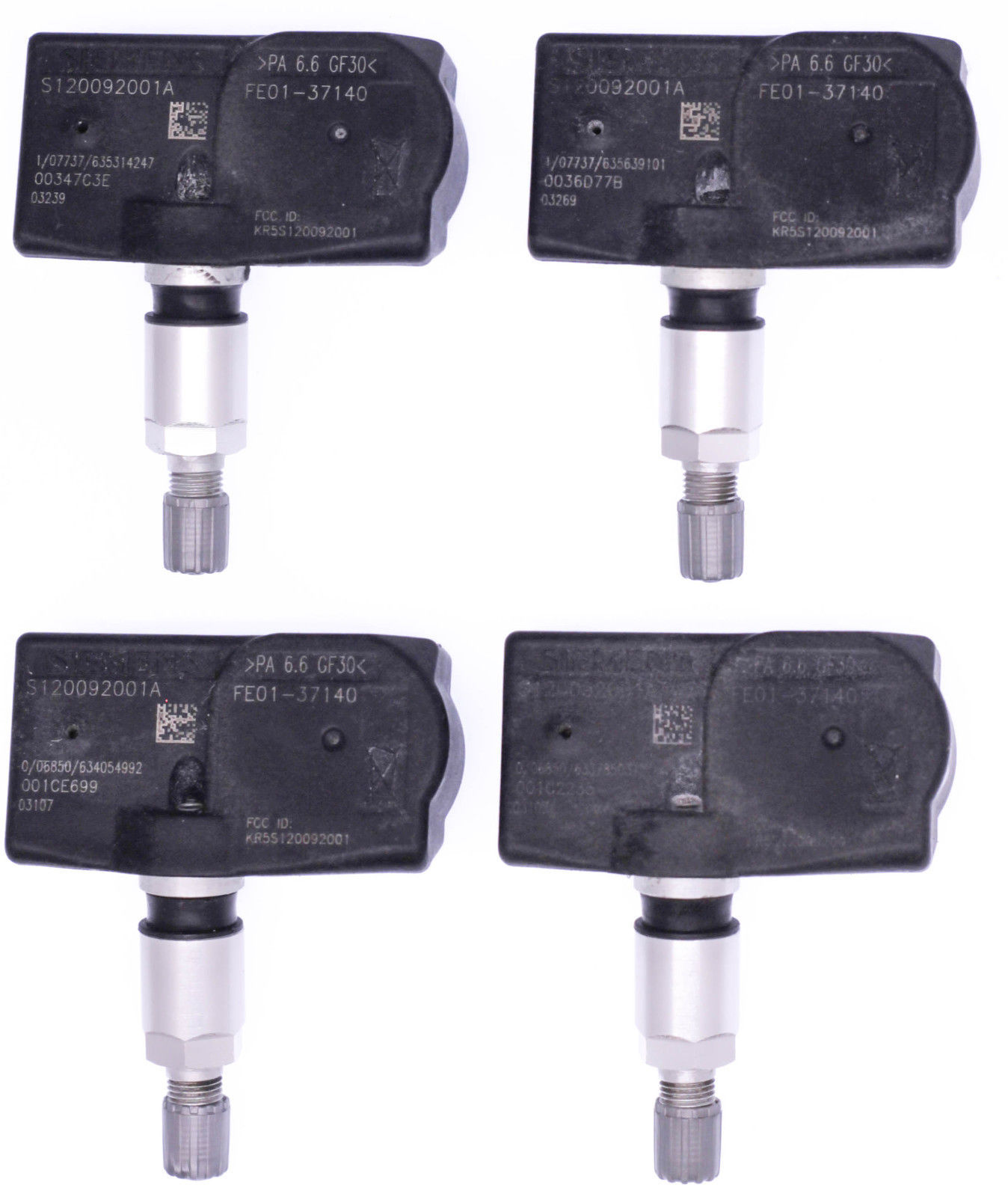 Image of Set of 4 Replacement OEM Mazda Tire Pressure Sensor TPMS S120092001A
