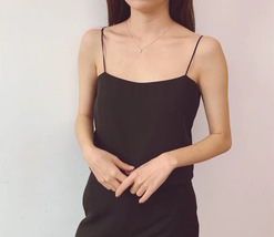 White Spaghetti Sleeveless Chiffon Tank Top Wedding Bridesmaid Chiffon Top Cami image 4