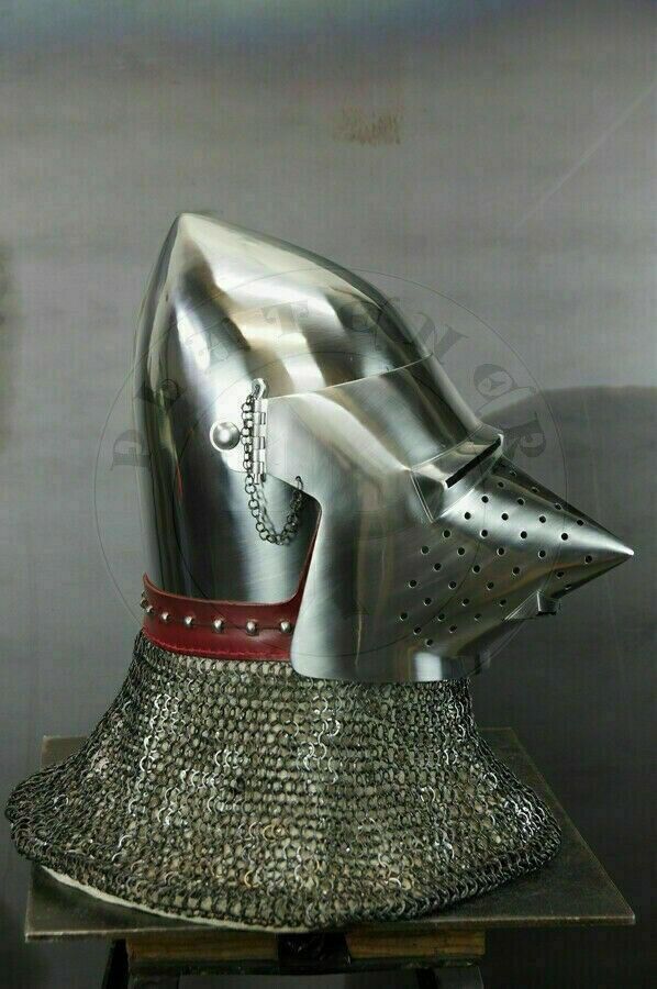 Medieval Pig Face Bascinet Helmet w Aventail 16 Gauge Steel Battle ...