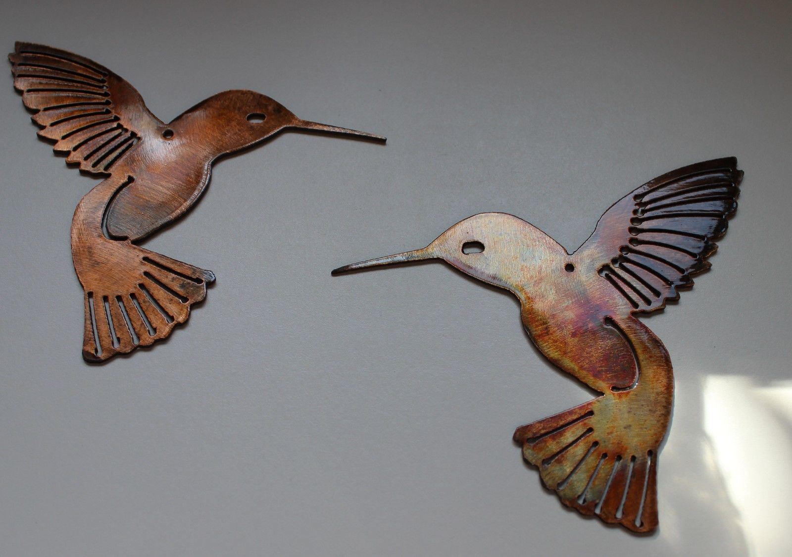 Hummingbird Pair Metal Wall Art Decor Pair of 2 -- 6