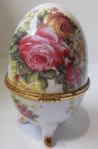 Hinged Enameled Faberge Egg Trinket Box w/ Rose Theme - $15.00