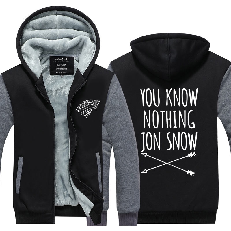 Winter New Hoodies men You Know Nothing Jon Snow Tops Games of Thrones jacket Ca