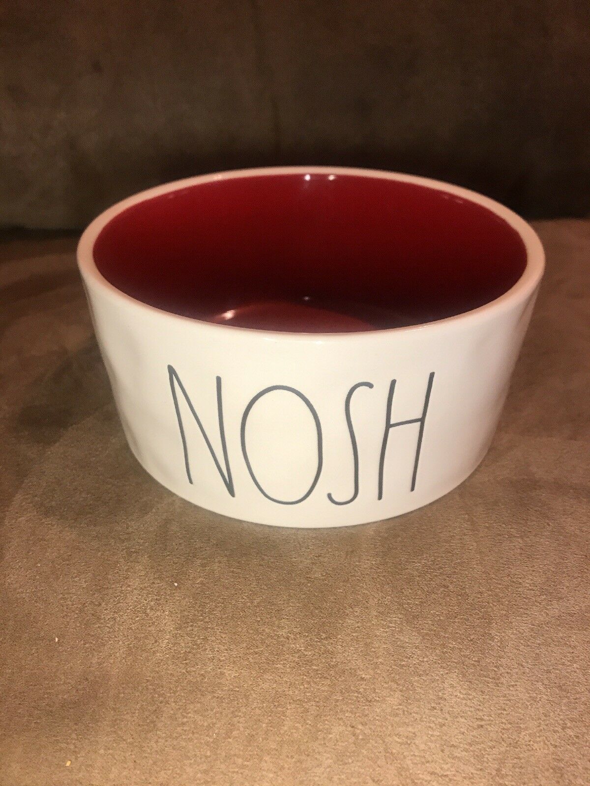 Rae Dunn Nosh Pet Large Dog Bowls New Magenta Bowl Red Interior Holiday