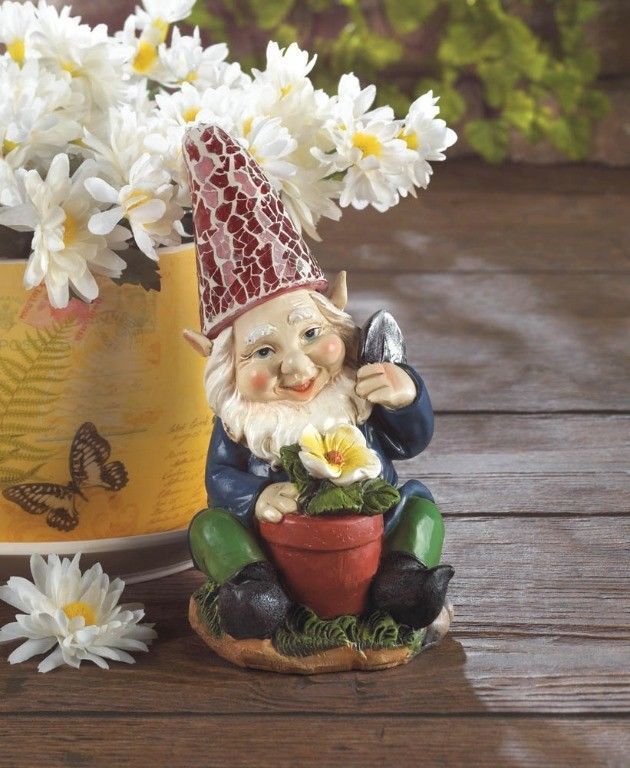 Solar Gardening Gnome With Flowerpot And Similar Items 10