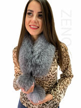 Blue Frost Fox Fur Scarf  31' (70cm) Saga Furs Natural Fur Detachable PomPom's image 4