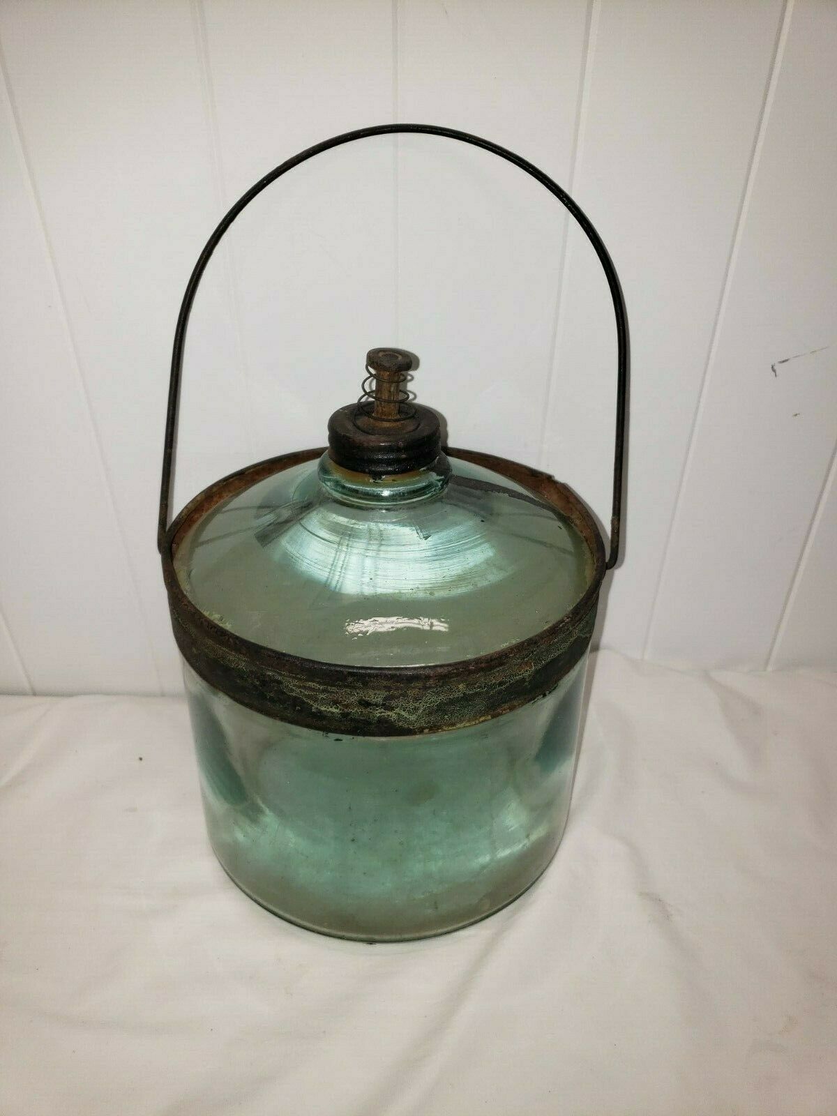 Antique 1919 One Gallon Glass Kerosene Jar Bottle Cleveland Metal Products Co Cans & Buckets