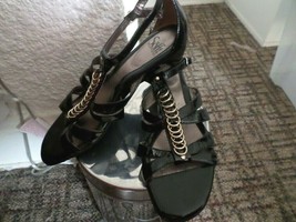 Sofft Black Patent Wedge Sandals Size 8 1/2 M - $25.00