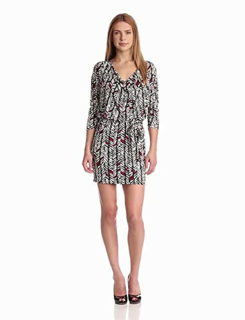 Laundry By Shelli Segal Vestido Talla 6 Paradise Blanco y Negro Multi