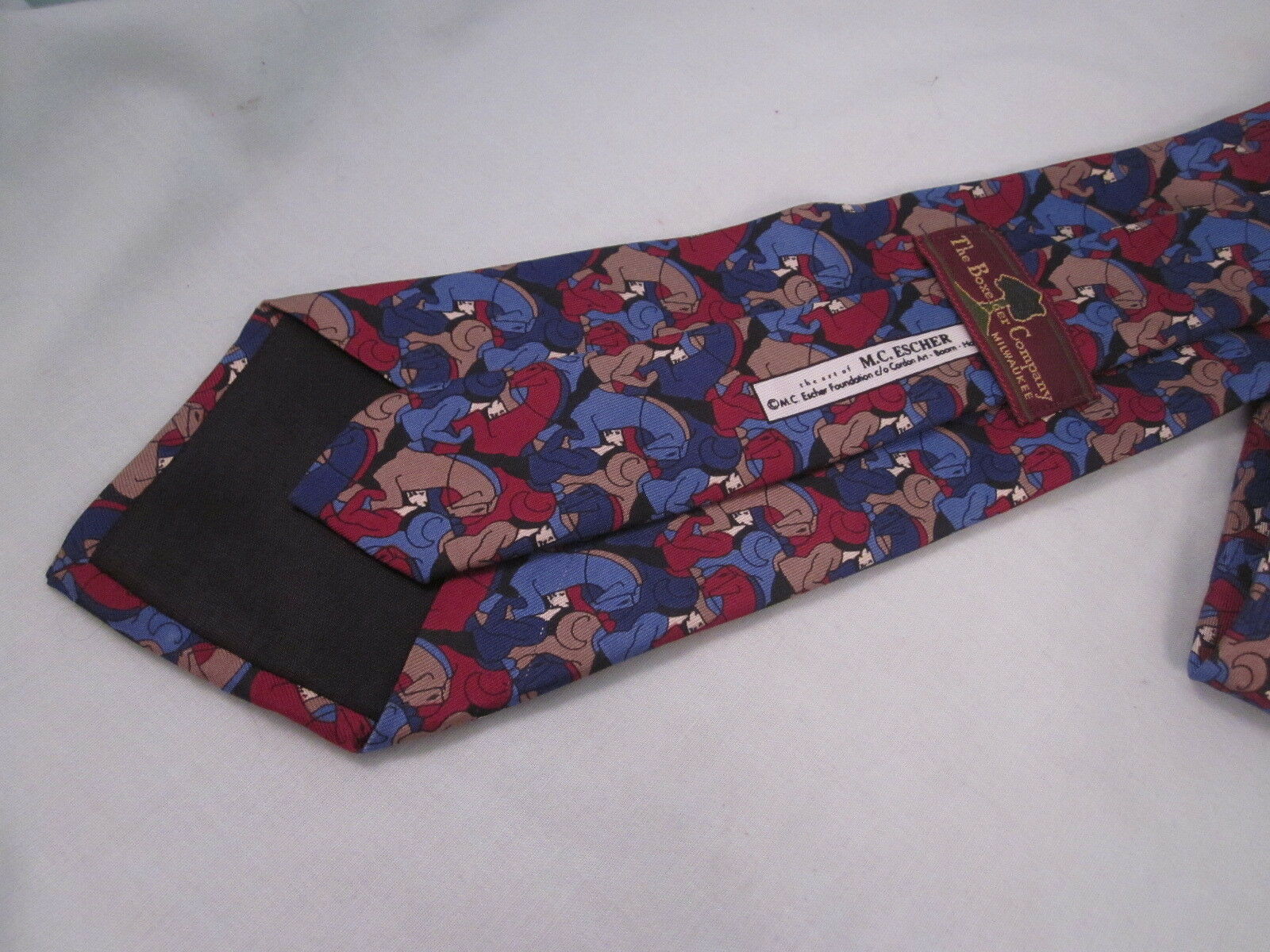 MC ESCHER Horseman Boxelder Company Silk Necktie BLUE RED