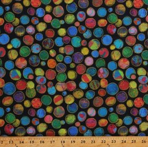 Cotton Colorful Dots Circles Sue Penn Flourish Black Fabric Print BTY D5... - $13.95