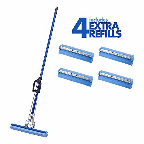 Vileda Professional RollOMatic Sponge Mop 14" with 4 Mop Refills, 1
