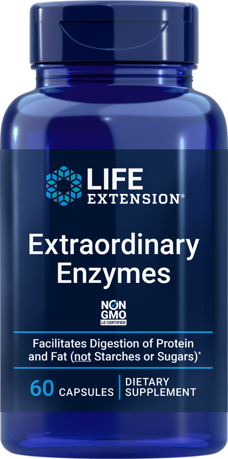 Life Extension Extraordinary Enzymes 60 Caps Protease/Lipase/Trypsin/Pectinase