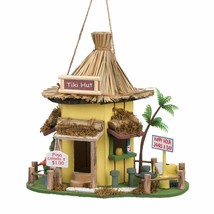 Beach Grass Tiki Hut Birdhouse Happy Hour Bar Wood Fairy Yard Garden Bir... - $34.25