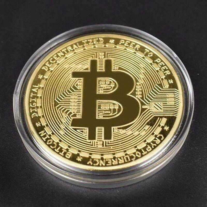 24k Gold Plated Bitcoin CPU Collection Gift Coin Collectible Ornament Decor