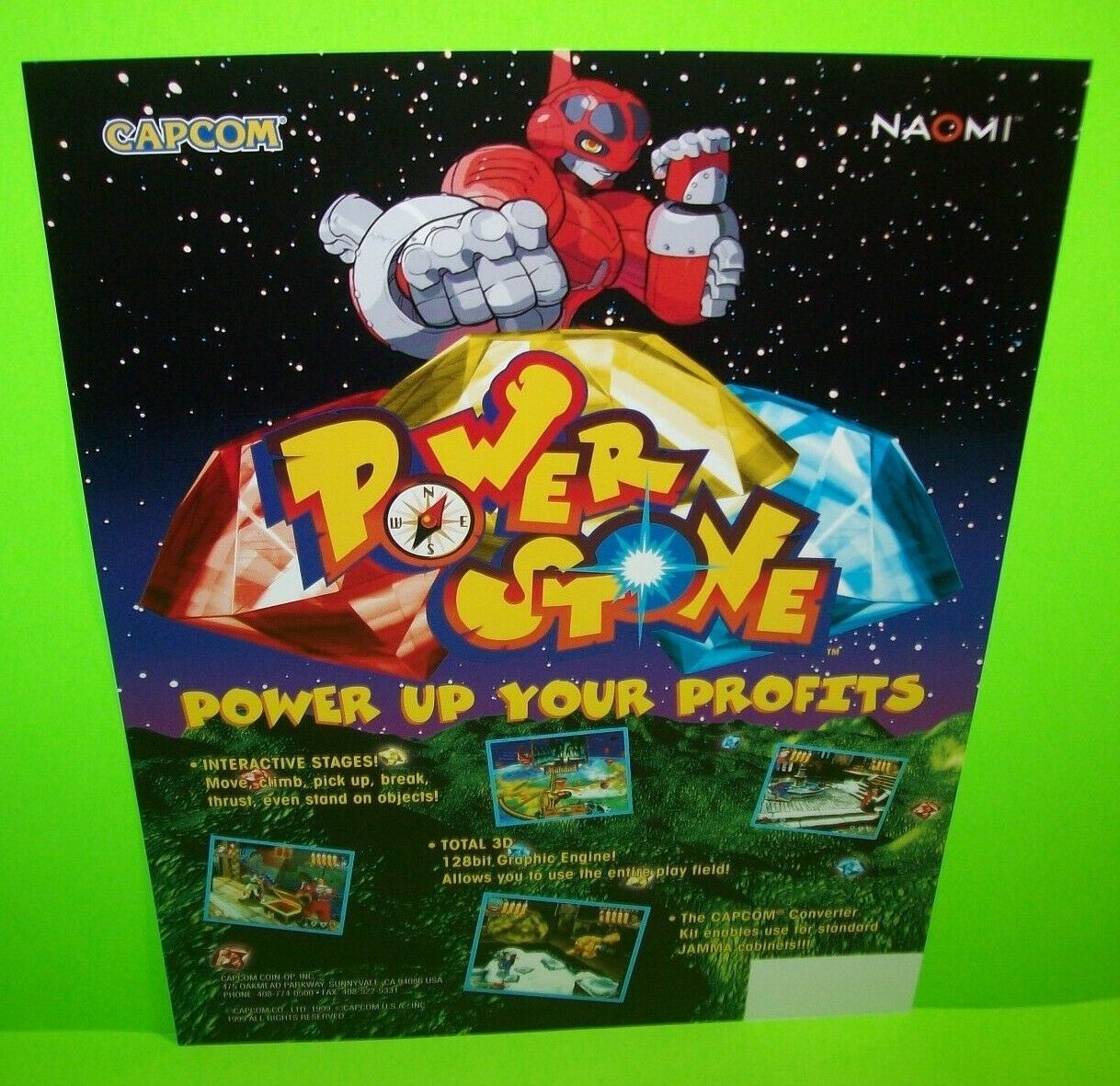 POWER STONE Arcade FLYER Original 1999 NOS Promo Artwork Video