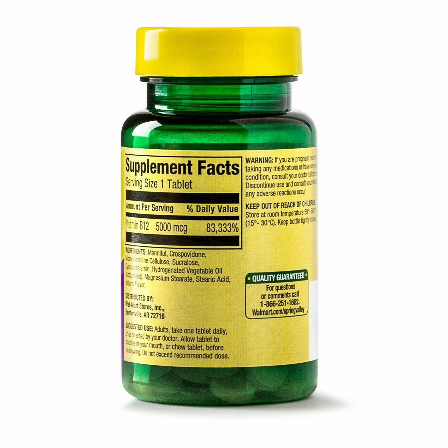 Spring Valley Vitamin B12 Quick Dissolve Tablets, 5000 Mcg, 60 Count