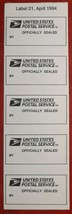 OX53 Official Postal Seal. Pane of 5. Label 21. Please See Photos. MNH. ... - $3.05