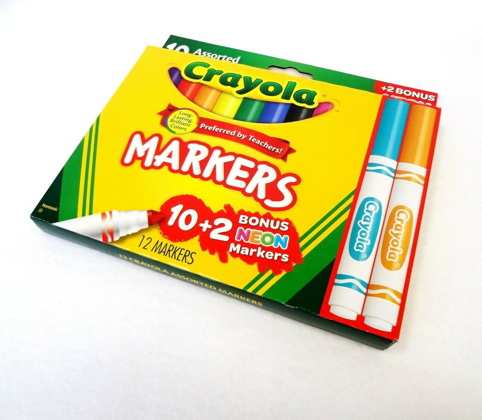 Crayola Markers 10 + 2 Bonus NEON Assorted Colors x 2 Sets New