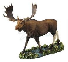 Moose in Stream Statue New Wildlife Sculpture 13.25&quot; Long Wild Animals - $96.99