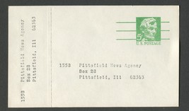 Vintage 68 Uncanceled Postcard Pre Stamped #UX55 5 cent Lincoln Address ... - $0.50