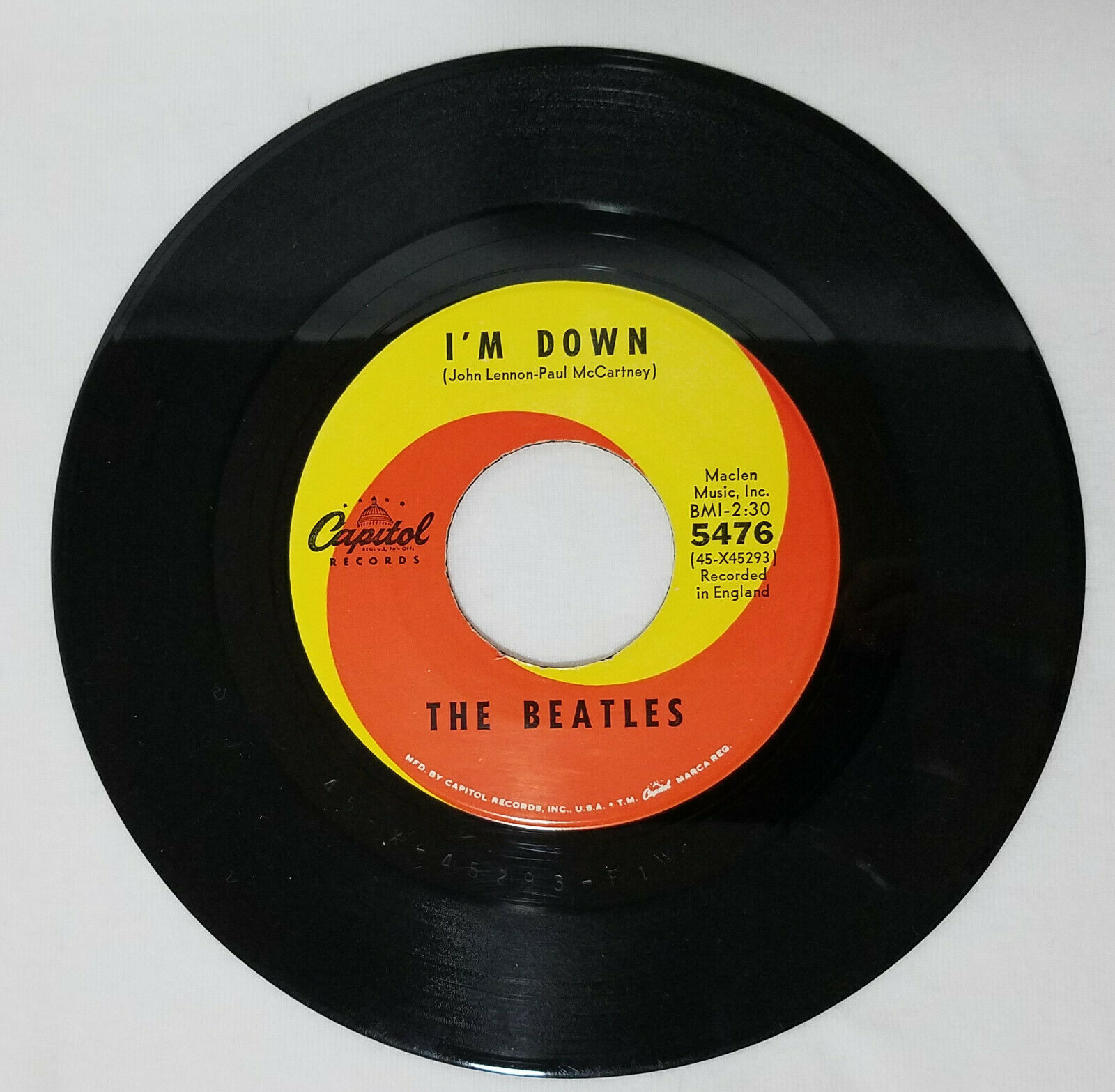 The Beatles Help / I`m Down PS 45 RPM Record Capitol 5476 PS ( Misprint ...