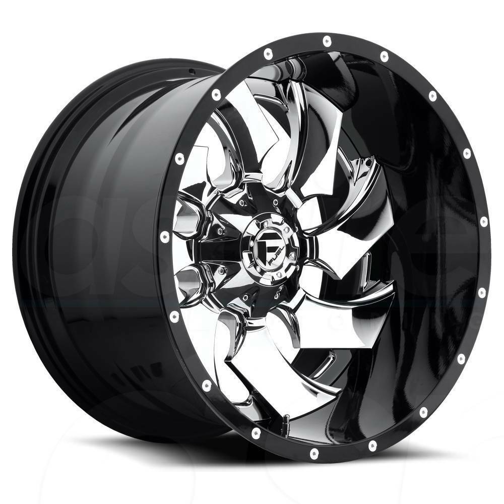 22x12 Fuel D240 Cleaver 8x170 44 Chrome Black Lip Wheels Rims Set(4