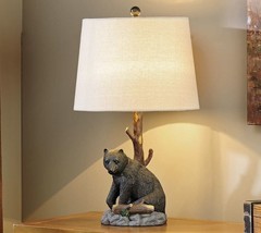 Black Bear Tree Branch Table Lamp 25" with Shade Wild Life Forest Nature Cottage