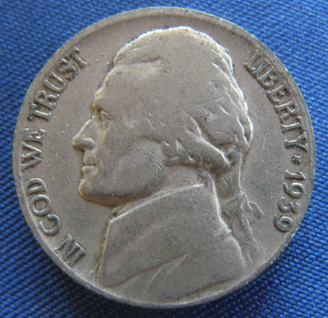 1939 D Thomas Jefferson Nickel Coin - (sku#4884) - Jefferson (1938-Now)