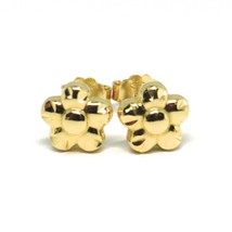 18K Yellow Gold Kids Earrings, Finely Hammered Mini Flower Daisy, 0.3 Inches - $200.64