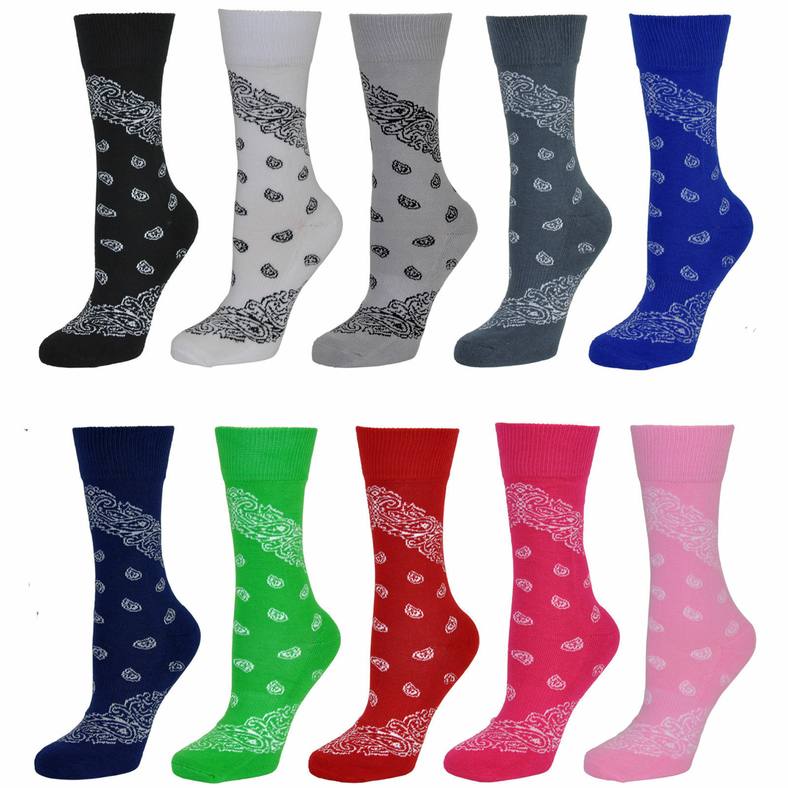 Bandana Casual Cotton Crew Socks with 10 Colors