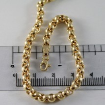 18K YELLOW GOLD CHAIN 17.70" INCHES 45cm, BIG ROUND CIRCLE ROLO THICK 4 MM LINK image 2