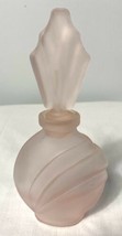 Vintage Art Deco Pink Frosted Glass Perfume Decanter with Stopper 6.75&quot; - $18.99