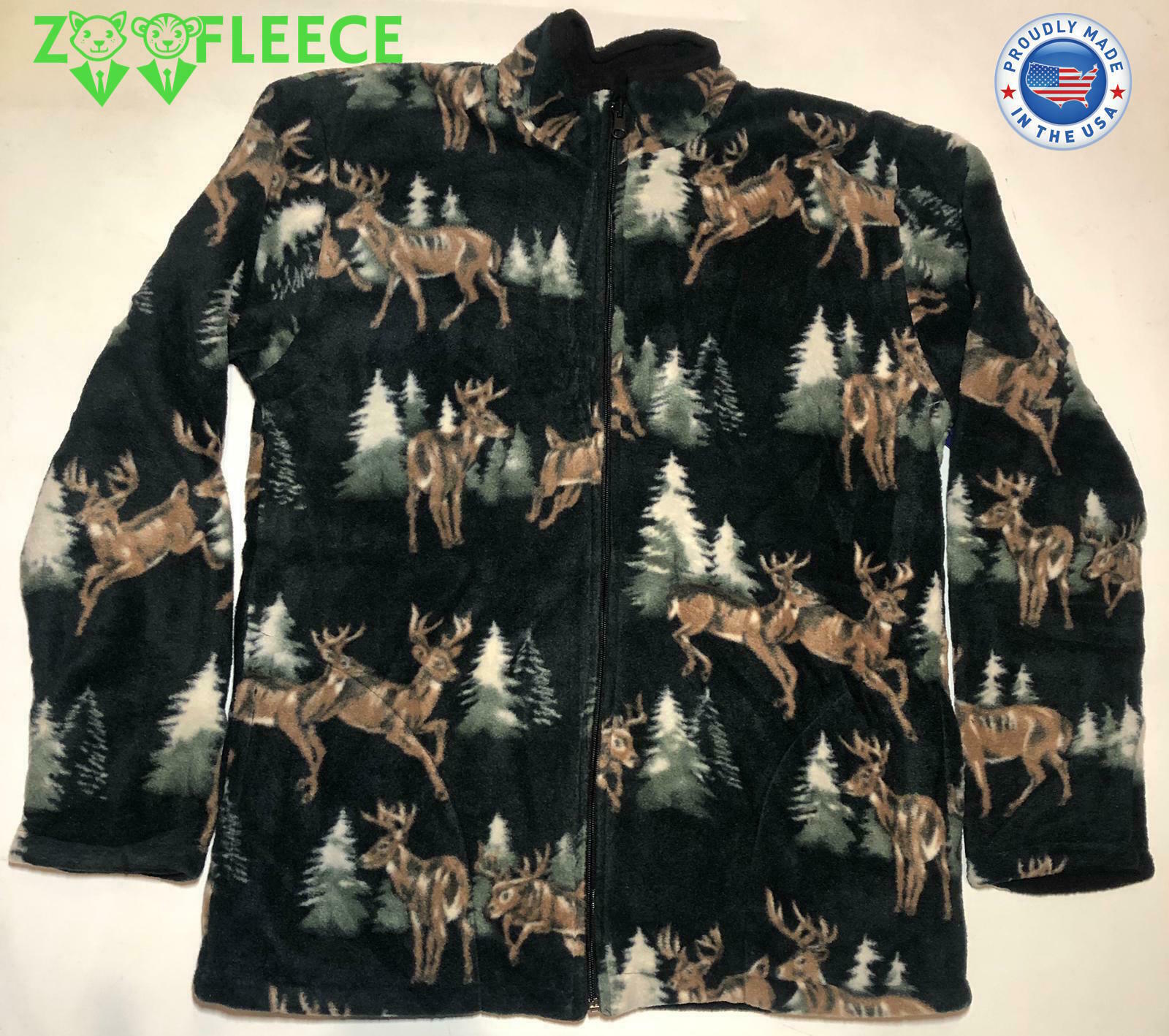 ZooFleece Modern Deer Nature Sweater Buck Animal Black Jacket Coat S-3X