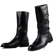 PJCMG New Men's High Boots Genuine Leather High-Leg Martin Male Shoes Zipper Des - $268.37