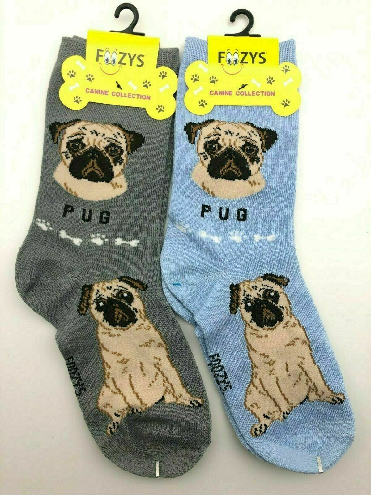 Pug Lapdog Wrinkled Toy Dog Breed Women's Foozys Puppy Cute Dogs 2 Pairs Socks