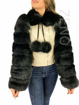 Jet Black Fox Fur Arms Sleeves / Stole With Scarf Fur By Sections Saga Furs image 3