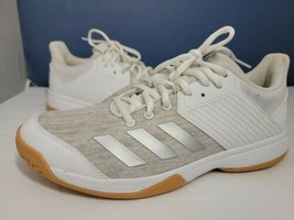 Adidas Womens Ligra 6 White/Silver Metallic/Grey Volleyball Shoes Size 8 Preowne - $19.99