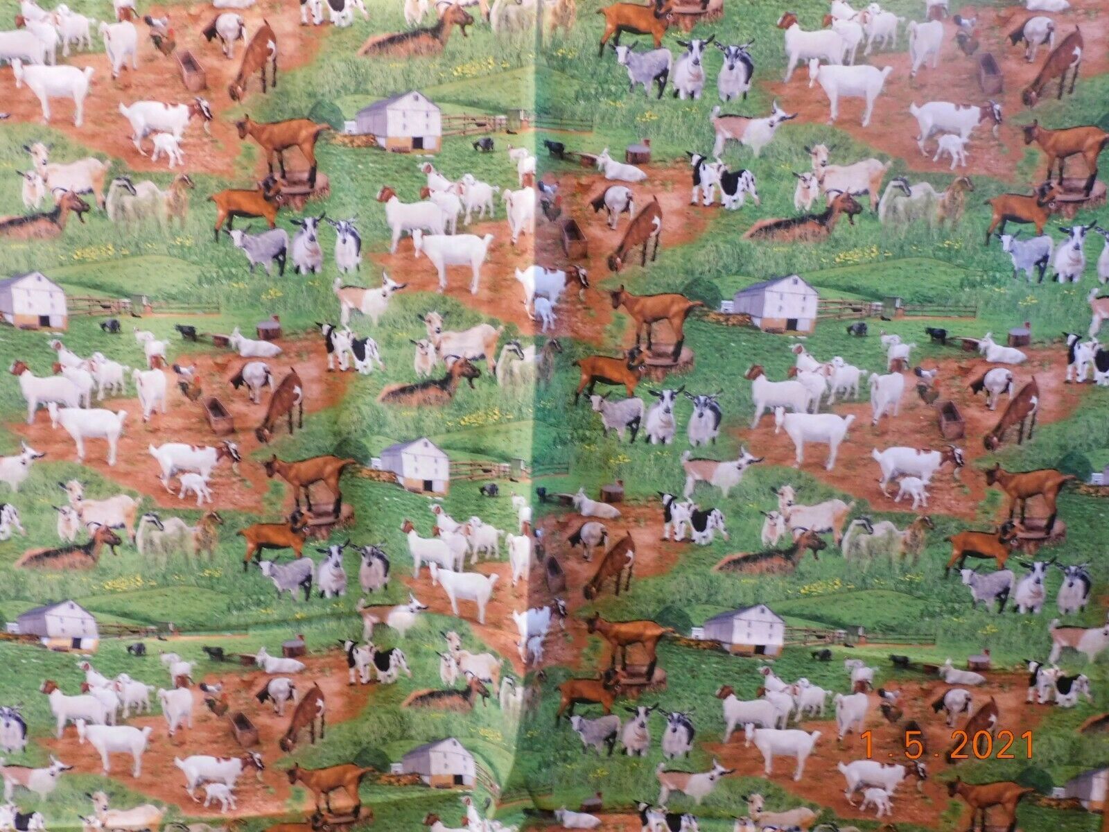 New Farm Animals Goat Scenic by Elizabeths Studio 100% Cotton Fabric by The Yard - $11.88