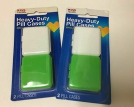 SET OF 2 BRAND NEW CVS GREEN/WHITE HEAVY DUTY PILL CASES 2CT IN EACH PACK - $12.90