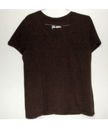 Womens Just My Size Brown Short Sleeve V Neck Top Size 1X - $6.95