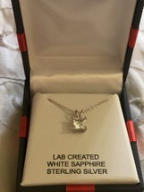 Womens Lab Created White Sapphire Sterling Silver Pendant Necklace - $39.95